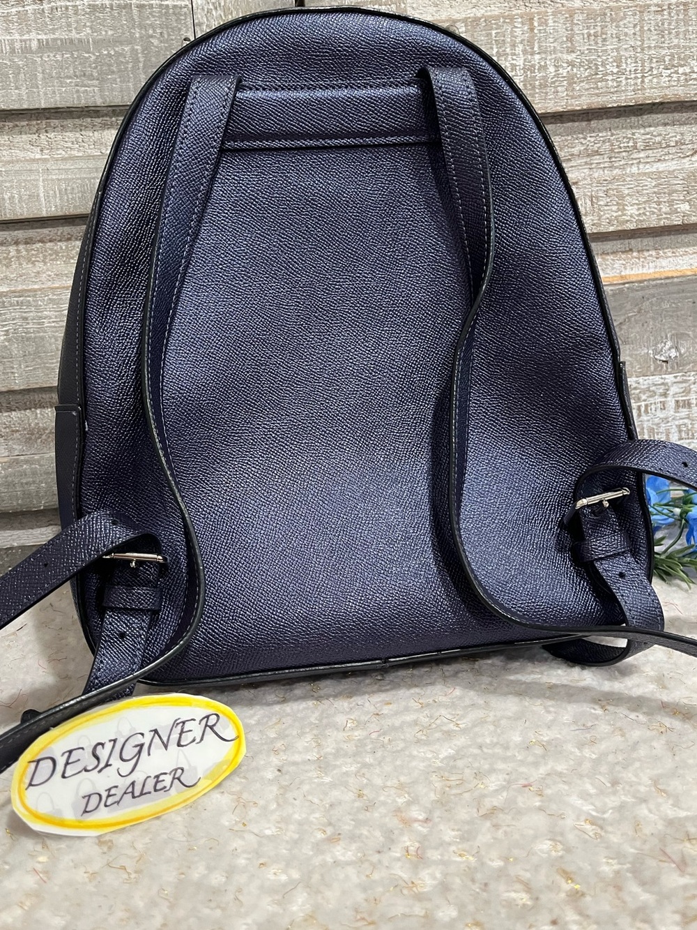COACH Jordyn Metallic Blue Crossgrain Leather Backpack 84221 - Picture 6 of 12